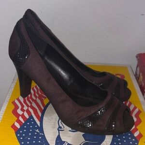 Women's Dark Plum Peep-Toe High Heels
